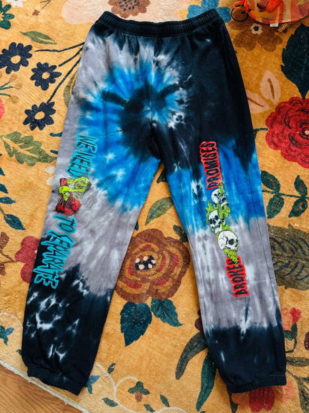 Men’s Broken Promises blue tie dye lounge Sweatpants